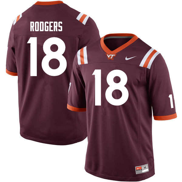 Men #18 Tyree Rodgers Virginia Tech Hokies College Football Jerseys Sale-Maroon - Click Image to Close